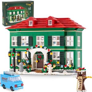 Christmas House Building Set with Light for Adults, NO Compatible with Lego House, 1187PCS Holiday Loness Home Boys House Building Kits, Christmas for Movie Fans Friends Family