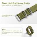 Watch Bands - Thick Premium Military Ballistic Nylon Style Strap With Heavy Silver Stainless Steel Buckle - Choice of Width - 18mm, 20mm, 22mm or 24mm (Army Green)