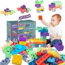 Baby Soft Blocks Building Block Toys, Blocks for Babies 6 Months and Up STEM Educational Toddler Gifts, Soft Rubber Baby Blocks 12-18 Months Big Building Blocks Sensory Toys, 70PCS
