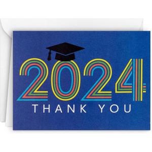 2 x Hallmark Graduation Thank You Cards Bulk, Class of 2024, Retro Blue (40 Thank You Notes with Envelopes)