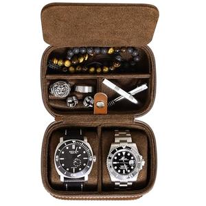 ROTHWELL 2 Watch Travel Case Storage Organizer for 2 Watches | Tough Portable Protection w/Zipper Fits All Wristwatches & Smart Watches Up to 50mm