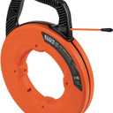 Klein Tools 56382 Non-Conductive Fiberglass Fish Tape, Multi-Groove Wire Puller, Optimized Housing and Handle, 50-Foot x 3/16-Inch
