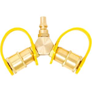 GasOne 1/4'' RV Propane Quick Connect Y Splitter Adapter for RV Trailer and Quick Connect Propane Hose Connect to Motorhome Tabletop Grill, 2 Way LP Gas Adapter 1/4" Quick Connect or Disconnect Kit