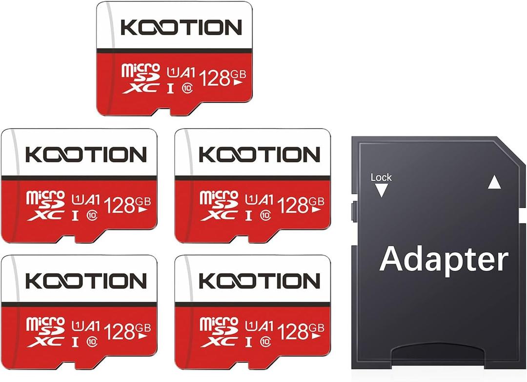 KOOTION 128GB Micro SD Card 5 Pack microSDXC UHS-I Memory Card with Adapter  U1, Full HD, C10 TF Flash Card for Smartphone