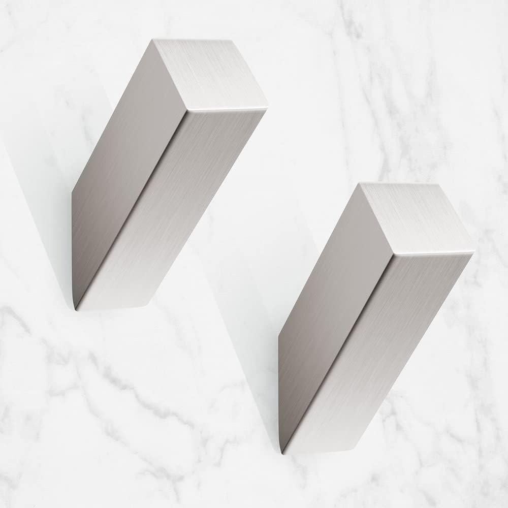 NINETREX Towel Hooks Brushed Nickel Stainless Steel 2 Pack Heavy Duty Modern Wall Hooks Silver Robe Hook for Bathroom Livingroom Hotel Style Wall Mounted