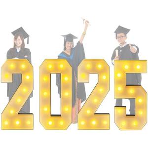 LANGXUN 3ft White 2025 Numbers for Graduation Decorations, Large LED Marquee Light Up Letters for Graduation Decor, Class of 2025 School Grad Party Supplies Indoor/Outdoor Décor