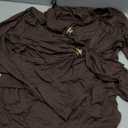 WDIRARA Women's Plus Size Metal Cut Out Long Sleeve T Shirt Twist Front Ruched Tee Tops Large Plus Coffee Brown, Large