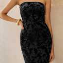 BTFBM Women Spring Dresses 2025 Elegant Wedding Guest Dresses Bodycon Tube Maxi Dress Split Floral Cocktail Dress (Black, XXL)