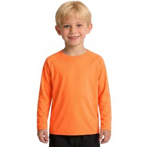 Boys Toddler Long Sleeve Rash Guard UPF 50+ Sun Shirt Kids UV Protection Swim Shirt Relaxed Fit Athletic Top (Orange) size 4T