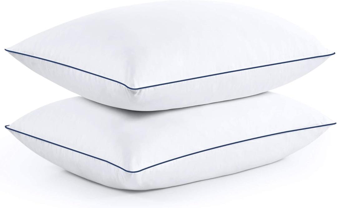 puredown White Goose Feather and Down Pillows, 2 Pack Luxury Bed Pillows for Sleeping with 100% Cotton Cover, King Size