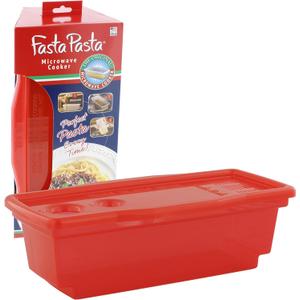 Microwave Pasta Cooker, Uncoated- The Original Fasta Pasta (Red)- Quickly Cooks up to 4 Servings- No Mess, Sticking or Waiting For Boil- Perfect Al Dente Pasta Every Time- For Dorms, Small Kitchens, or Offices