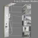 5-In-1Shower Panel Tower System-Brushed Gray | 304 stainless steel Shower Panel Column Tower With Powerful Body Jets,Body Spray,Rainfall,Waterfall,Handheld And Tub Spout