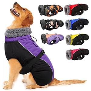 IECOii Extra Warm Reflective Dog Coat - Adjustable Winter Jacket with Buckle & Fleece Turtleneck, Size: X-Large(Chest:24.4-29.9 in)