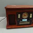 Victrola Navigator 8-in-1 Bluetooth Record Player with Built-in Speakers 3 Speed, CD Player, Cassette, FM Radio, USB, RCA Out, Headphone Jack, Wireless Music Streaming, Real Wood, Mahogany