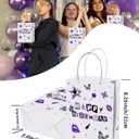Brattol 16 Pieces Purple Happy Birthday Goodie Bags for Pop Music Birthday Gift Snacks Treat Candy Favors Bags for Vocalist Music Tour Concert Party Fans Gathering Theme Birthday Party Decorations