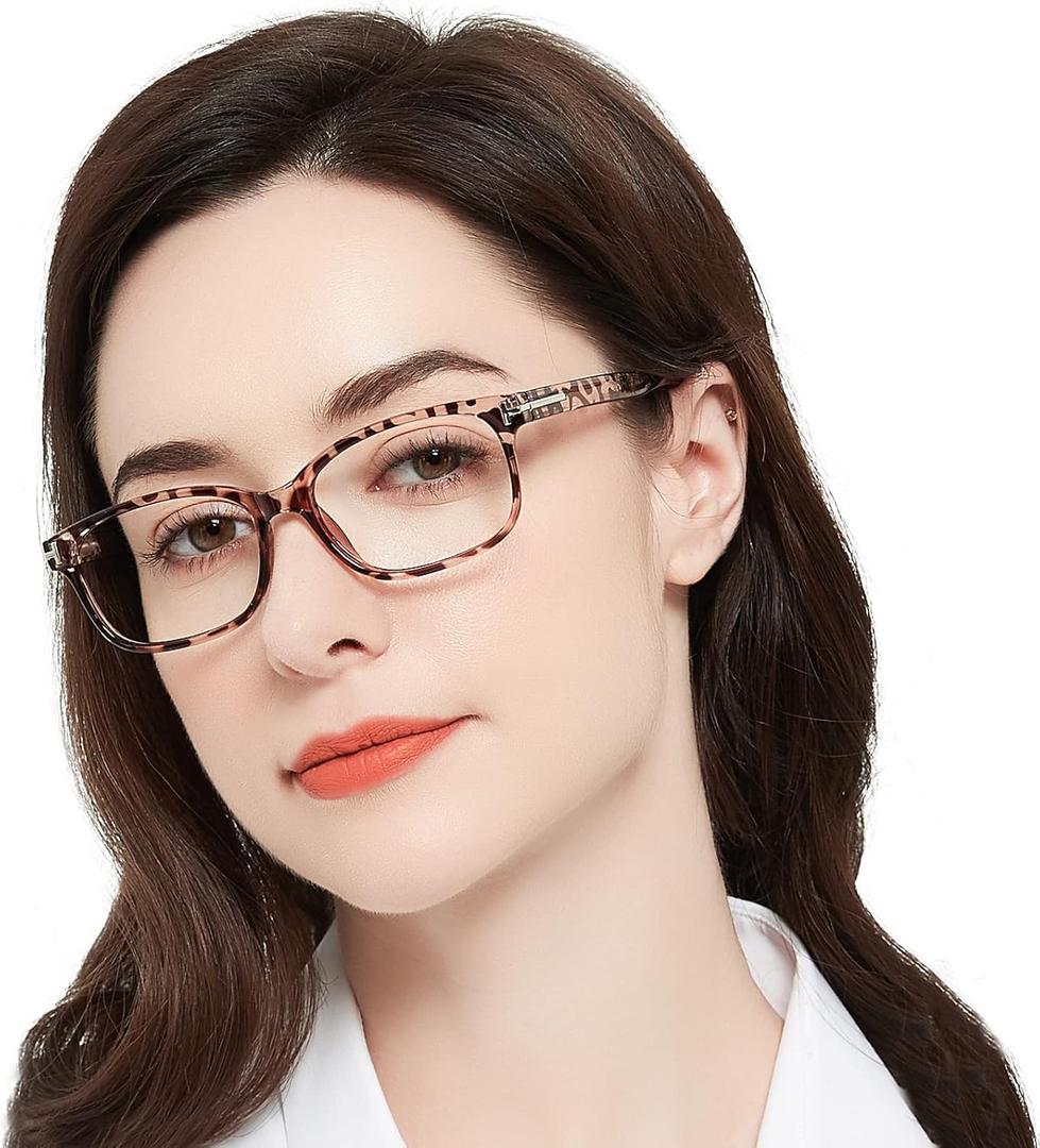 MARE AZZURO Lightweight Reading Glasses Women Retro Rectangle Readers 1.0 1.25 1.5 1.75 2.0 2.25 2.5 2.75 3.0 3.5 4.0 5.0 6.0 (Leopard)