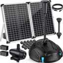 Antfraer 55W Solar Pond Filter with Water Pump, Solar Pond Filter Box with with 580GPH Pump & Fountain Kit for Outdoor Ponds Gardens Fountains Waterfalls Water Features