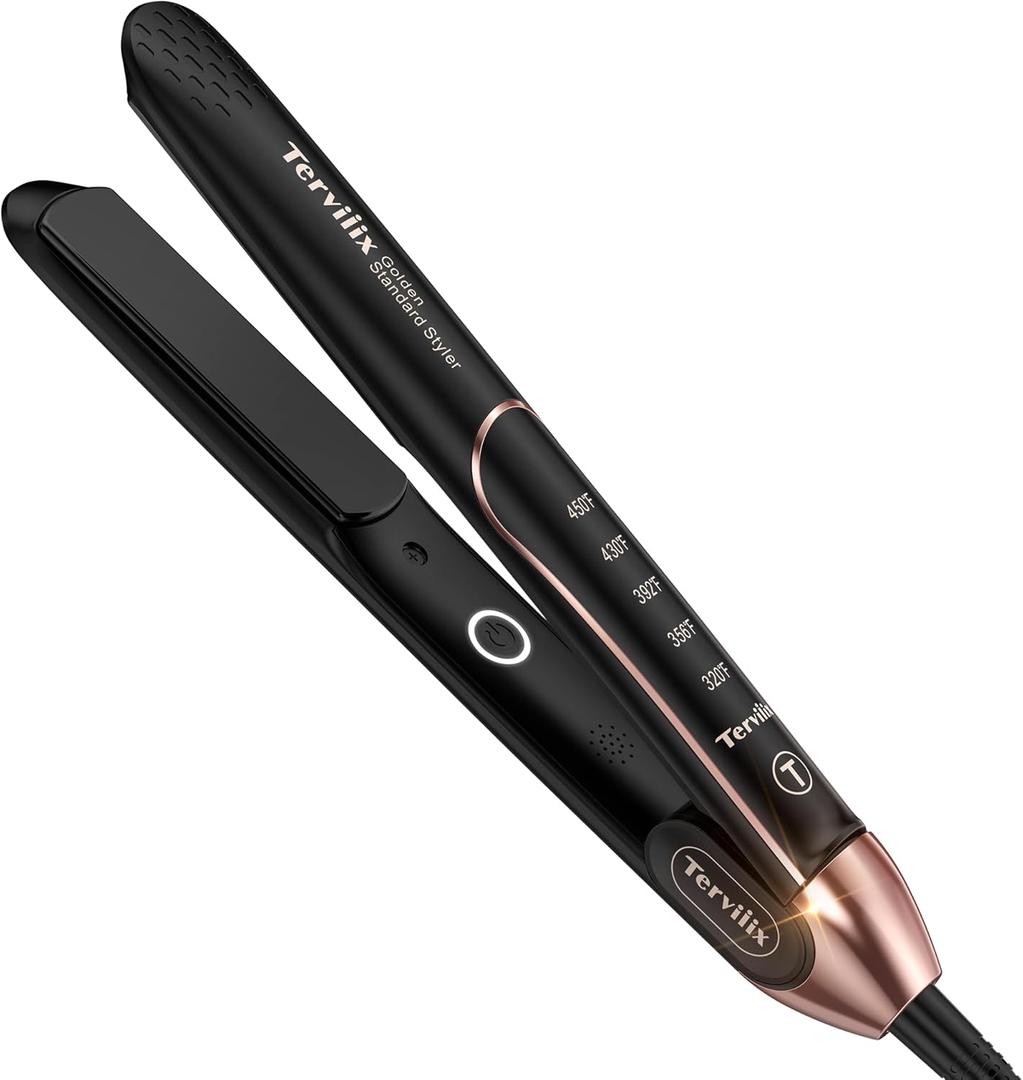Terviiix Non-Snagging Ceramic Flat Iron Hair Straightener 1 inch, Plancha De Cabello,3X Less Damage Hair Straightener and Curler, 15s Fast Heating, 5 Adjustable Heats, Max 450F Terviiix Non-Snagging Ceramic Flat Iron Hair Straightener 1 inch, Plancha De Cabello,3X Less Damage Hair Straightener and Curler, 15s Fast Heating, 5 Adjustable Heats, Max 450F