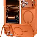 TOBOVON for iPhone 17 Pro Max Case, Fits MagSafe, with Built-in Camera Ring Stand & Lens Protector, Slim Translucent Matte Military-Grade Drop Protection Magnetic Cover, Orange