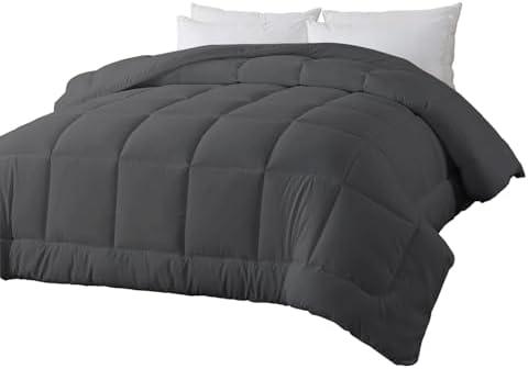 BedTreat Down Alternative Full Duvet Insert with Corner Tabs, All Season Quilted Bed Comforter Box-Stitched Full Comforter Grey, Machine Washable Microfiber Bedding