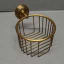 Vintage Wall-Mounted Toilet Paper Holder with Wire Basket Design, Antique Brass, Wall-Mounted Bath Hand Towel Holder with Braiding Carvings, Vintage Style. (Gold Carved Hanging Basket)