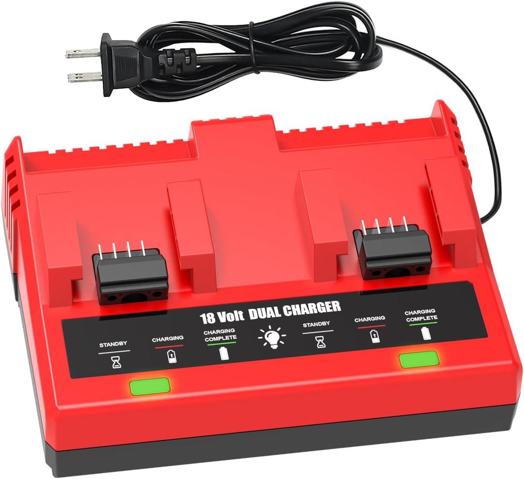 Powilling 18V Rapid Battery Charger Station for 48-11-1850 18V Charger Compatible with Milwaukee 18V Lithium Battery 48-11-1850 48-11-1840(Not Made in Milwaukee)