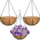 ZeeDix 3 Pack 16 Inch Large Hanging Baskets for Plants Outdoor with Coconut Liners Replacement, Hanging planters Baskets with Natural Coco Liner for Outdoor Indoor Planters Flowers Vegetables