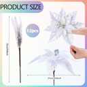 12 Pcs Christmas Iridescent Poinsettia Flowers Artificial 10.6'' Large Shimmery Iridescent Christmas Flowers Decorations with Picks DIY Glitter Xmas Tree Wreath for Xmas Party Decoration