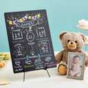 Blue Panda Baby Milestone Chalkboard - Monthly Photo Prop & Baby Growth Board - Birthday Milestones Board - Reusable Chalk Surface & Infant Tracker - 12 x 15.6 in, Vertical, Blue