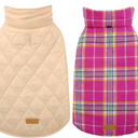 Kuoser Waterproof Dog Coat, Reversible Dog Jacket for Medium Dogs, Adjustable Durable Doggie Winter Coat Warm Puppy Cold Weather Apparel from Small to Large Breed, Rose L