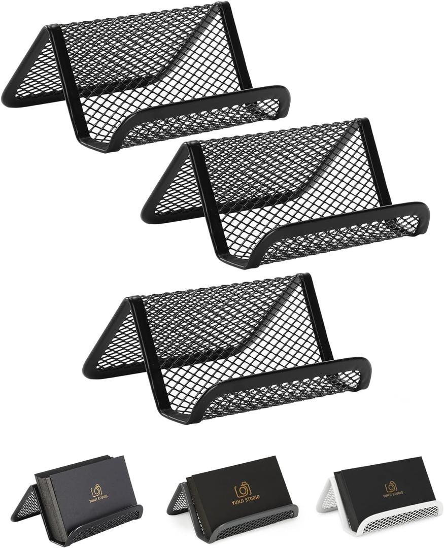 Mr. Pen- Metal Mesh , 3 Pack, Black, Card Holder for Desk Business Cards, Desk Card Holder for Office, Business Card Stand