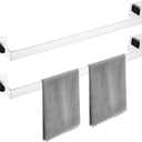 23.6 Inch Polished Chrome Bathroom Towel Bar Set, 2-Piece Square Wall Mounted Towel Rack, Wall Mounted 304 Stainless Steel Towel Holder for Bathroom