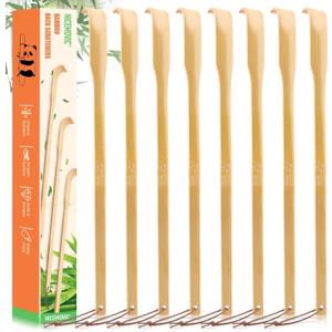 NICEMOVIC 8 Pack Wooden Bamboo Back Scratcher for Men Women Adults, Easter Basket Stuffers, Christmas Gifts Stocking Stuffers for Seniors Elderly Men Women, 16.5 Inch Long Handle Back Scratchers