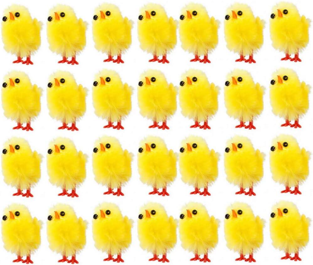 BESPORTBLE 60pcs Mini Chicks Set Plastic Plush Chicken Figures Figurines Cake Toppers Farm Animal Statues Table Decorations for Easter Party Favors 3cm