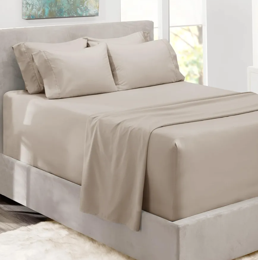 Hearth & Harbor Extra Deep Pocket King Size Sheets Sets - Fits Mattress 18-24 Inches Deep - Extra Deep Pocket Sheets - 6 Piece King Size Sheets - Linen