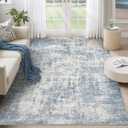 6x9 Area Rugs Washable Living Room Rug-No Slip Soft Carpets Modern Abstract Coastal Indoor Floor Stain Resistant Carpet for Bedroom Dining Room Farmhouse Nursery Home Office Blue