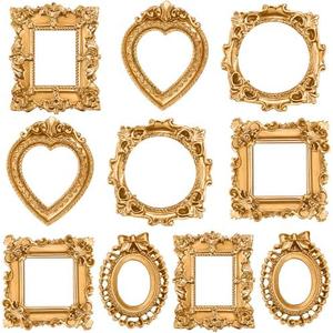 Vicenpal 10 Pcs Vintage Mini Picture Frames Baroque Antique Small Resin Jewelry Display Table Frame for Christmas DIY Photo Holiday Party Decoration (Gold)