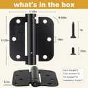 2 Pack | Self Closing Door Hinges 3.53.5, HBL' Automatic Door Closer Hinges with 5/8" Radius Corners, Adjustable Spring Door Hinge for Home, Garage & Basement Doors.