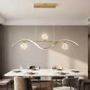 40.2'' Gold Linear LED Chandelier, 4 Light Sources, 3 Clear Glass Globes | Dimmable with Remote, Kitchen Island Lighting, Adjustable Height, Warm White to Cool White, Hanging Pendant Light Fixture