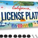 Hawaii Beach Flip Flops License Plate Frame Palm Tree for Car Decorative Parts Stainless Steel Rustproof License Plate for Standard Us Canada License Plate Holder 12x6 Inch (One size)