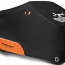 Motorcycle Cover Waterproof Outdoor Storage with Lock-Holes, Zipper Storage Bag & Night Reflective Design, All Season Protection Powersports Vehicle Covers Fits up to 96.5" Motorcycles