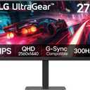 LG 27G640A-B 27-inch Ultragear QHD (2560 x 1440) IPS Gaming Monitor, 300Hz, 1ms, NVIDIA G-Sync, AMD FreeSync Premium, VESA DisplayHDR 400, HDMI 2.1, USB Type-C, Tilt/Height/Swivel/Pivot Stand, Black
