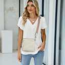 FOXLOVER Quilted Crossbody Bags for Women Vegan Leather Boho Purses Shoulder Handbags with Tassel (Beige)