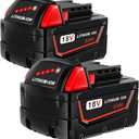 Worthmah 2 Pack 5.0Ah 18V Batteries Replace for M18 Milwaukee Battery Lithium lon 48-11-1850 48-11-1860, Compatible with Milwaukee m18 Battery Charger and 18 Volt Cordless Power Tools