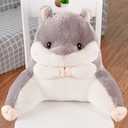 Hamster Reading Pillow with Arms for Teens Adults,Back Pillow for Bed Sitting Up,Soft Plush Backrest Pillow,Cartoon Office Chair Lumbar Support Bed Rest Pillow (Gray, 15.75x13.8 inches)