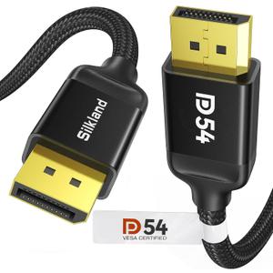 Silkland 54Gbps DisplayPort Cable 2.1 [VESA Certified], DP 2.1 Cable [16K30Hz, 8K120Hz, 4K240Hz 165Hz 144Hz] HDR, HDCP DSC 1.2a, Compatible FreeSync G-Sync Gaming Monitor 5090 7900XTX, 6.6FT