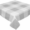 BOBOWUNY White Gray Plaid Square/Round Tablecloths 54x54, Farmhouse Modern Simple Check Table Cloth Table Cover Indoor/Outdoor Tabletop Decor for Wedding Holiday Party Dinner Baby Shower
