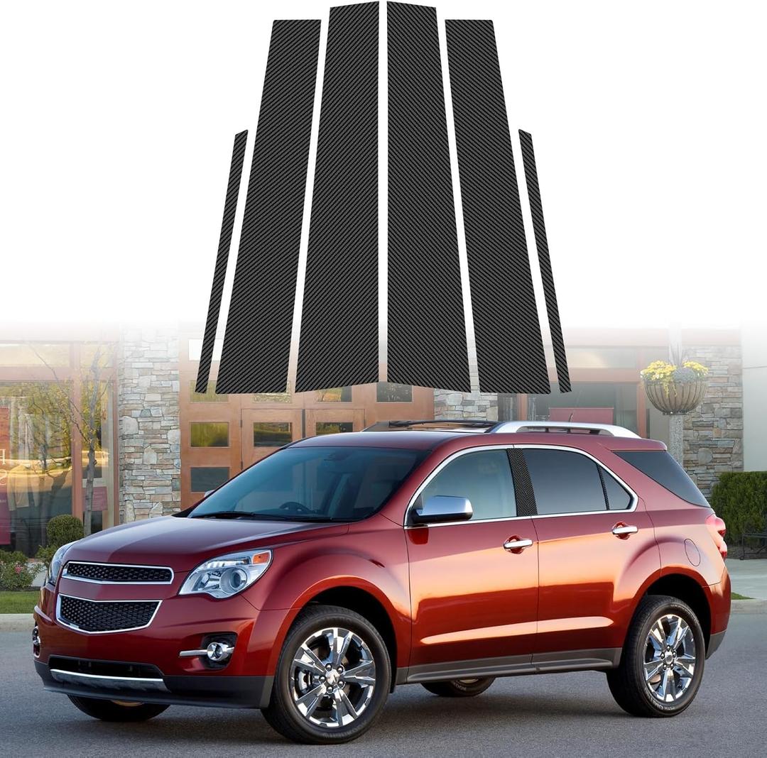 LANZMYAN Window B+C Pillar Post Window Trim Kit Compatible with Chevrolet,Door Pillar Moldings Stickers Set Vinly Decal Decorative Sticker for Equinox 2010-2017（Carbon Fiber）