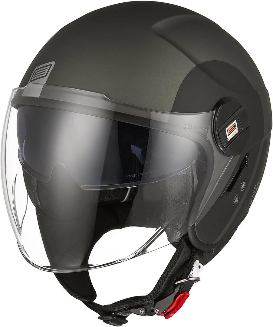 ORIGINE 3/4 Open Face Motorcycle Helmet Scooter Helmet Jet Helmet with Double Visor DOT Approved, Size: S
