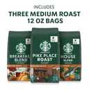 Starbucks Whole Coffee Beans, Medium Roast Hot or Iced Coffee, Variety Pack, Three 12 oz Bags (EXP 07/30/26)